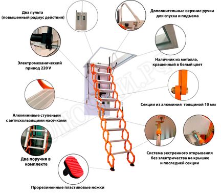 Чердачная лестница LRF Elektra Aluminum 600*1200*2700-3050 Чердачная лестница LRF Elektra Aluminum 600*1200*2700-3050