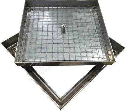 Напольный люк из нержавеющей стали AISI 430 900*900 Напольный люк из нержавеющей стали AISI 430 900*900